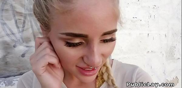  Pierced nose blonde bangs in public